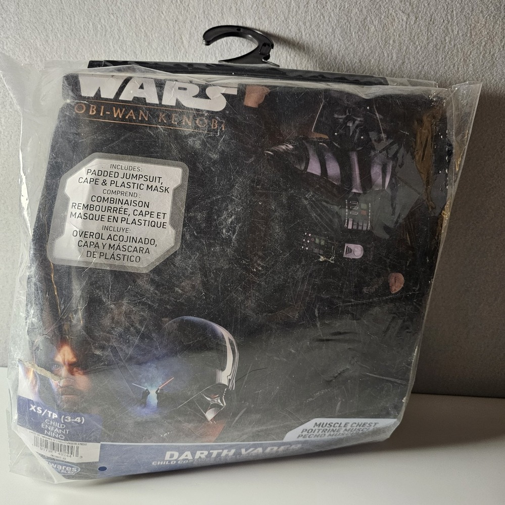 Star Wars Darth Vader Kids Costume XS 3-4 Jazwares Padded Jumpsuit Cape Mask